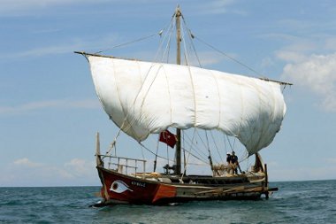 La birème Kybele est une réplique des navires qui croisaient en Méditerranée il y a 2600 ans