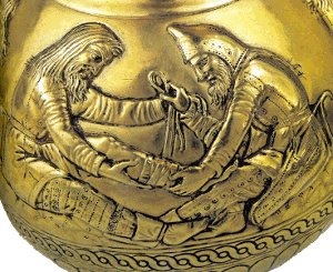 Nómadas escitas: detalle de un jarrón descubierto en el kurgan de Kul-Oba - Rusia