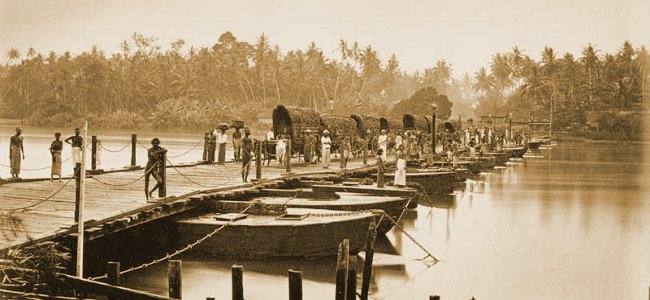 Pont de bateaux à Ceylan – XIXe siècle