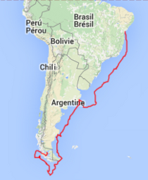 La carte du voyage : de Salvador de Bahia à Punta Arenas en passant par le cap Horn