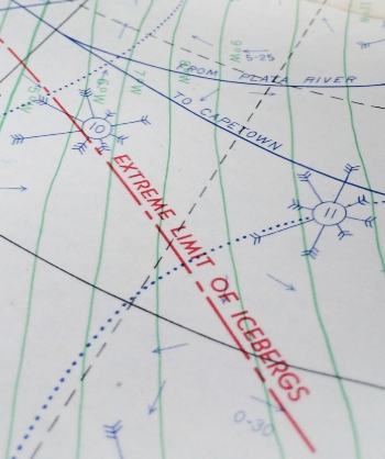 Carte des vents et des icebergs