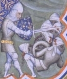 Charlemagne massacrant les Sarrasins - Gravure extraite des Grandes chroniques de France - XIVe siècle