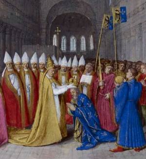 Le sacre de Charlemagne à Rome par le pape Léon III - Jean Fouquet - vers 1455-1460