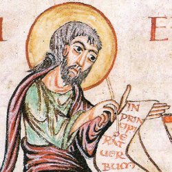 Enluminure de l'Évangile carolingien de Sainte-Croix de Gannat - IXe siècle