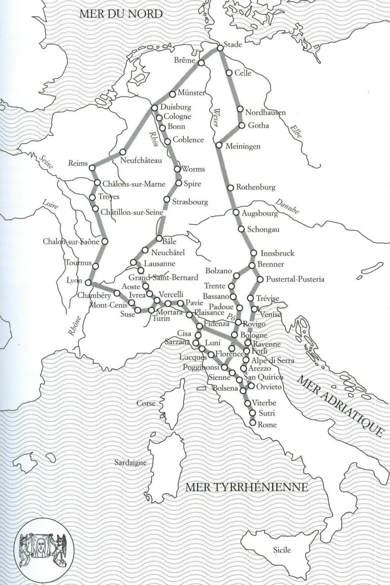 Itinéraires entre l’Europe du Nord et Rome