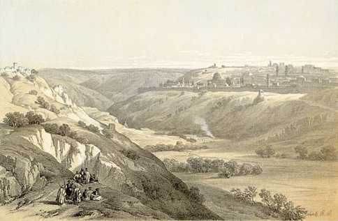 Jérusalem vu de la route de Béthanie<br />David Roberts - 1855 Jérusalem vu de la route de Béthanie<br />David Roberts - 1855