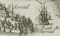 Navire dans la Corne d’Or, à Constantinople, une des échelles du Levant - Gravure de Nicolas de Fer - 1696