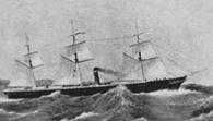 Navire mixte, voile et vapeur, au milieu du XIXe siècle Navire mixte, voile et vapeur, au milieu du XIXe siècle
