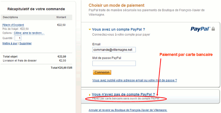 écran Paypal écran Paypal