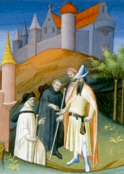 Pèlerins payant tribut aux Sarrasins - Le livre des Merveilles – Manuscrit français vers 1410 - BNF