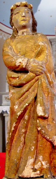 Statue de sainte Brigitte dans l’église de Buzan (Ariège)