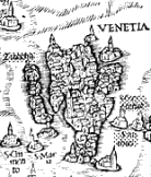 Venise au XVIe siècle - Détail d’une carte de la lagune de Venise par Cristoforo Sabbadino - 1552