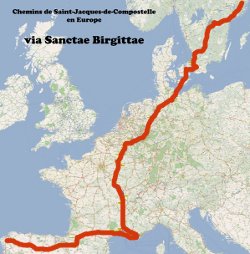 Route de sainte Brigitte depuis la Suède jusqu'à Compostelle