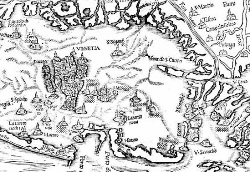 Carte de Venise au XVIe siècle - Cristoforo Sabbadino - 1552 Carte de Venise au XVIe siècle - Cristoforo Sabbadino - 1552