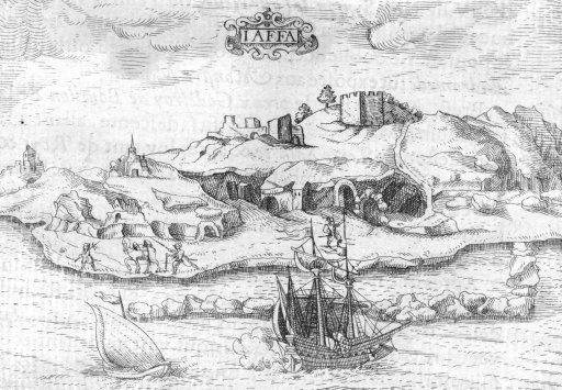 Jaffa au début du XVIIe siècle - Gravure extraite de la ’Relation journalière du voyage au Levant’ par Henry de Beauvau - 1615 