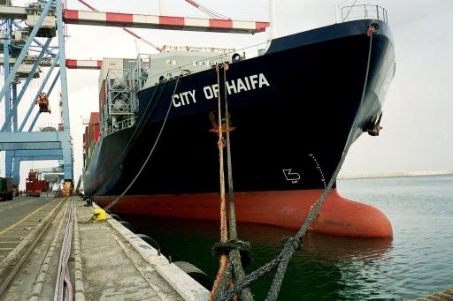 Le porte-conteneurs ’City of Haifa’ amarré dans le port de Haïfa