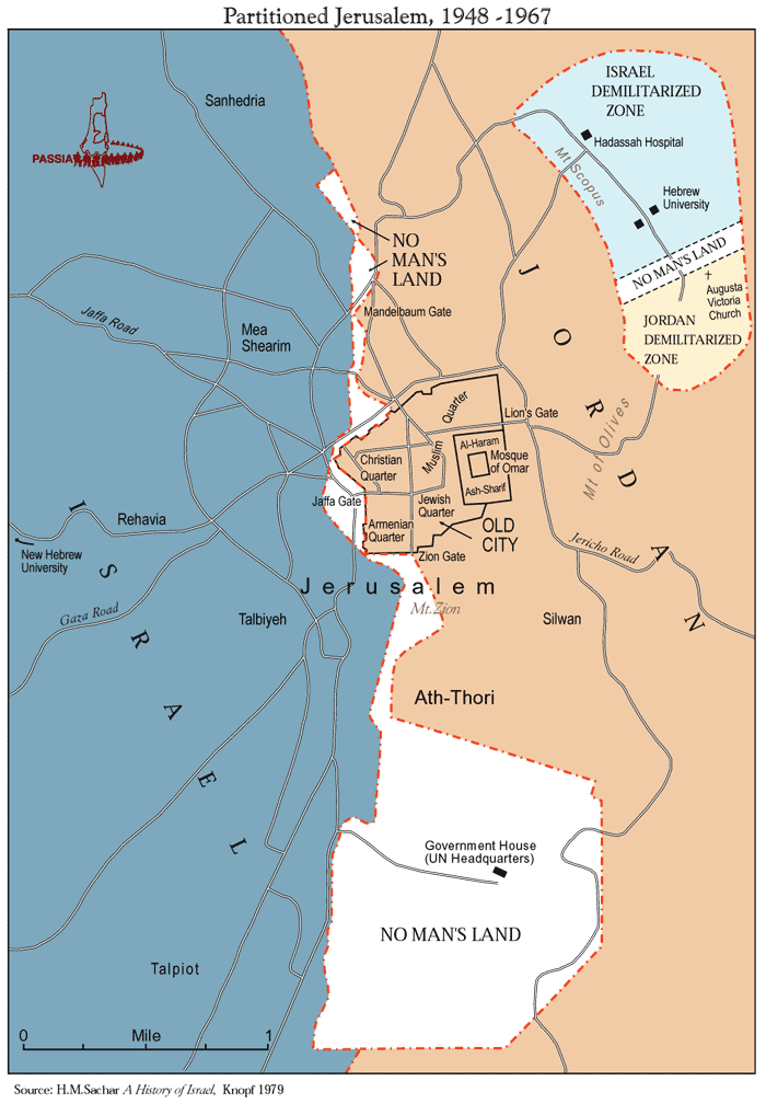 Le partage de Jérusalem entre 1948 et 1967 Le partage de Jérusalem entre 1948 et 1967