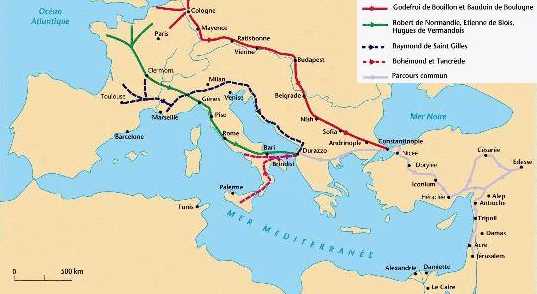 Le trajet de la première croisade Le trajet de la première croisade