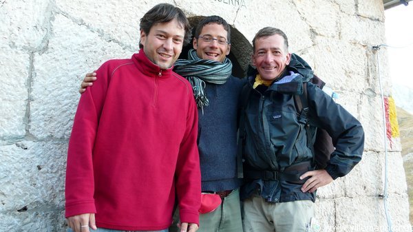 Avec Christian et Lucca au refuge Garibaldi (2 238 m), au pied du Corno Grande, le sommet le plus haut des Abruzzes qui culmine à 2 912 m