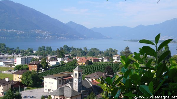 Le lac Majeur, vu des hauteurs de Tenero, près de Locarno Le lac Majeur, vu des hauteurs de Tenero, près de Locarno