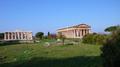 Vestiges de Paestum - À gauche, la basilique ; à droite le temple de Neptune Vestiges de Paestum - À gauche, la basilique ; à droite le temple de Neptune