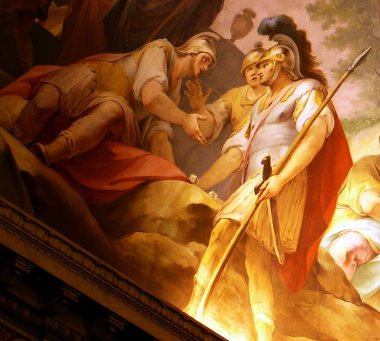 Alexandre le Grand s’enquérant de la santé d’un de ses soldats – Détail du plafond du salon d’Alexandre au palais royal de Caserte – Mariano Rossi - 1787