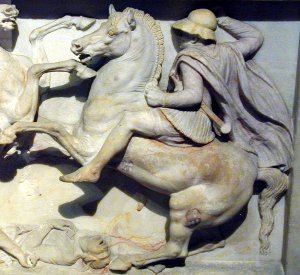 Cavalier thessalien à la bataille d’Issos, 333 avant J.-C. - détail du sarcophage de Sidon, dit d’Alexandre
