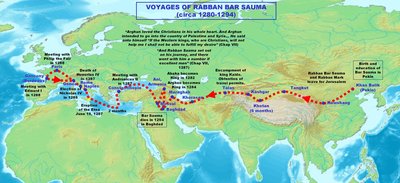 Le trajet de Râbban Sauma jusqu’en Occident